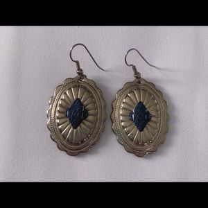 SOLD True vintage concho dangle fabric earrings